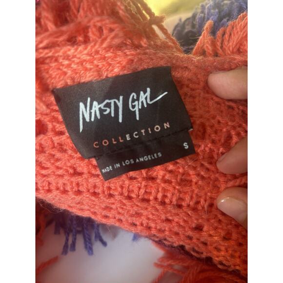 Nasty Gal Shaggy Open Cardigan Rainbow Jacket‎ Size Small Designer Avangard - Picture 5 of 5